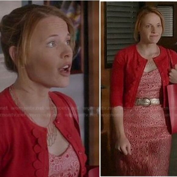 Maeve Coral Shine Daisy Eyelet Metallic Dress, Size 0. Seen on Switched at Birth - Picture 3 of 4